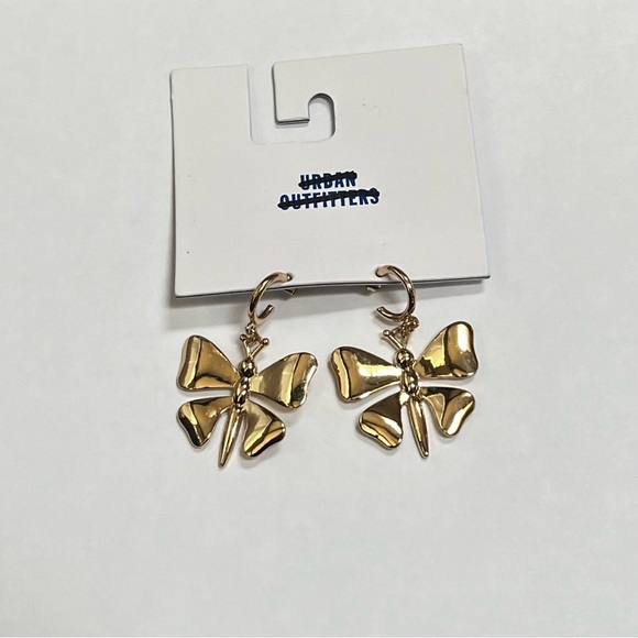 New Urban Outfitters Women's Gold Dangle Butterfly Earrings - Picture 2 of 6